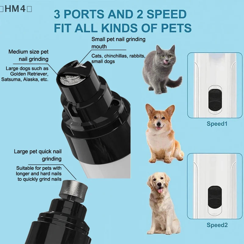 〔HM4〕Silent Groom Pro Nail Grinder, 2025 Upgraded Silent Groomer Pro Nail For Dogs, Rechargeable USB Charging Pet Nail Grinder