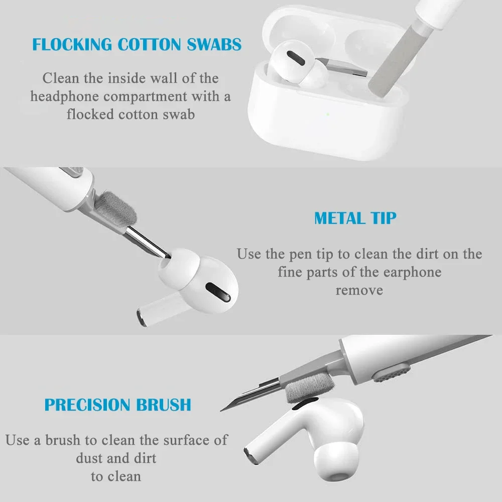 Adjustable Earphones Cleaner Kit for Airpods 3 2 1 Wireless Headphones Case Cleaning Pen Brush Bluetooth Earphones Cleaning Tool